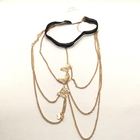 Womens Fashion Sexy Beach Club Party Gold-Tone Butterfly Leg Chain - Picture 5 of 6